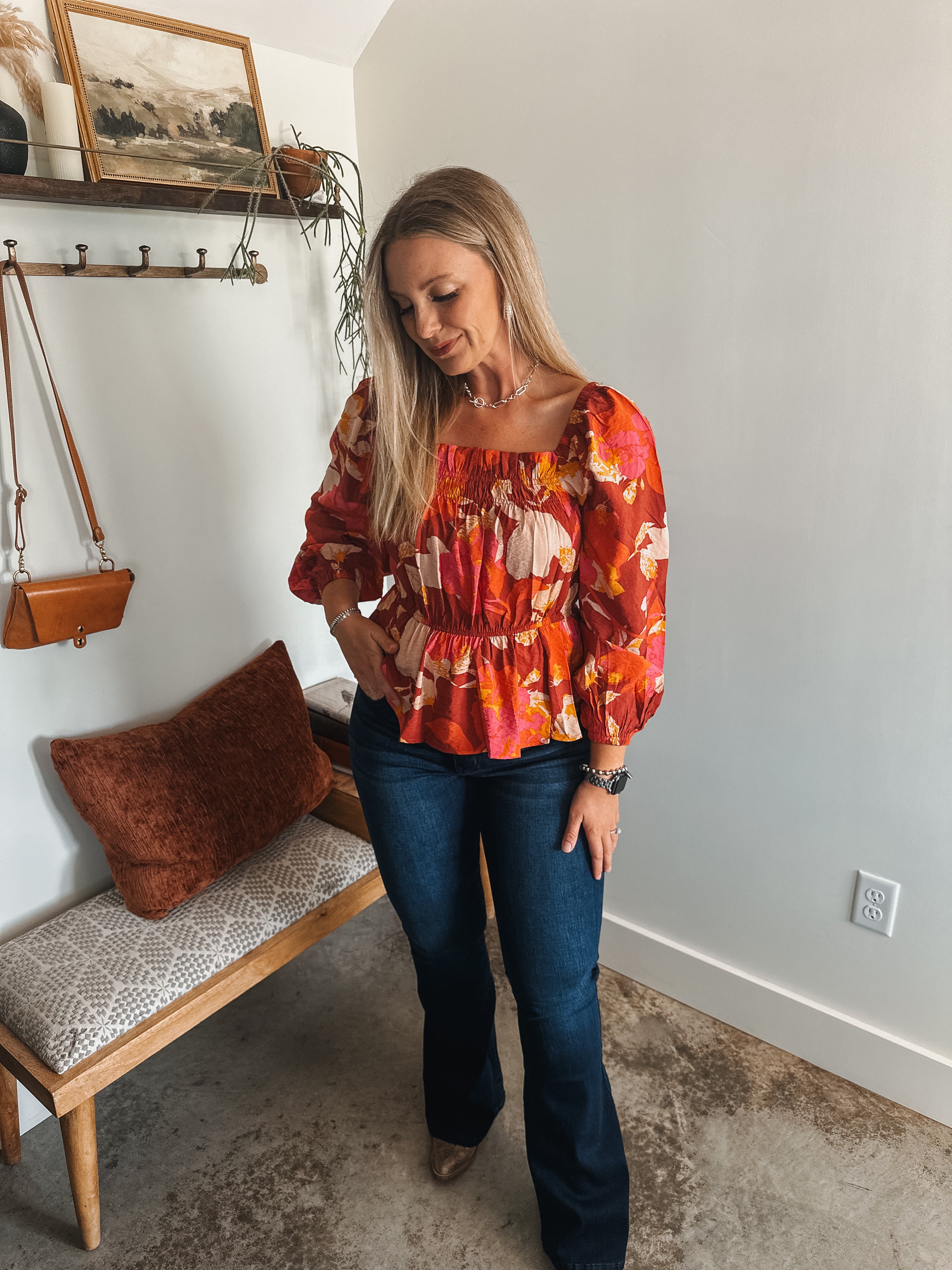 Rust Peplum Top