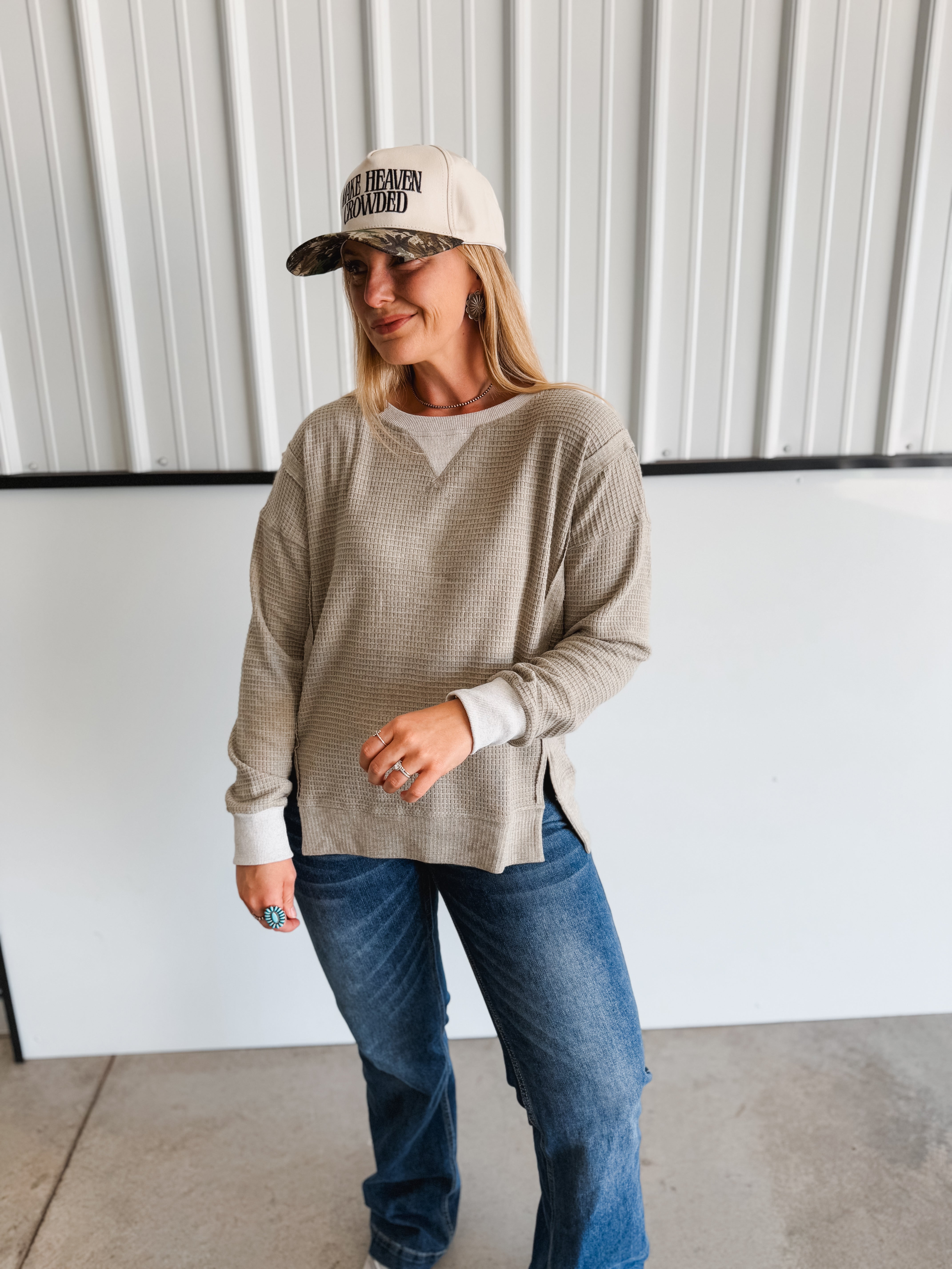 Olive Thermal Pullover