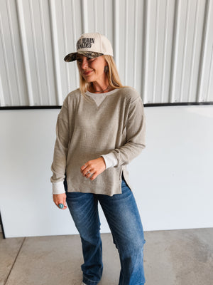 Olive Thermal Pullover