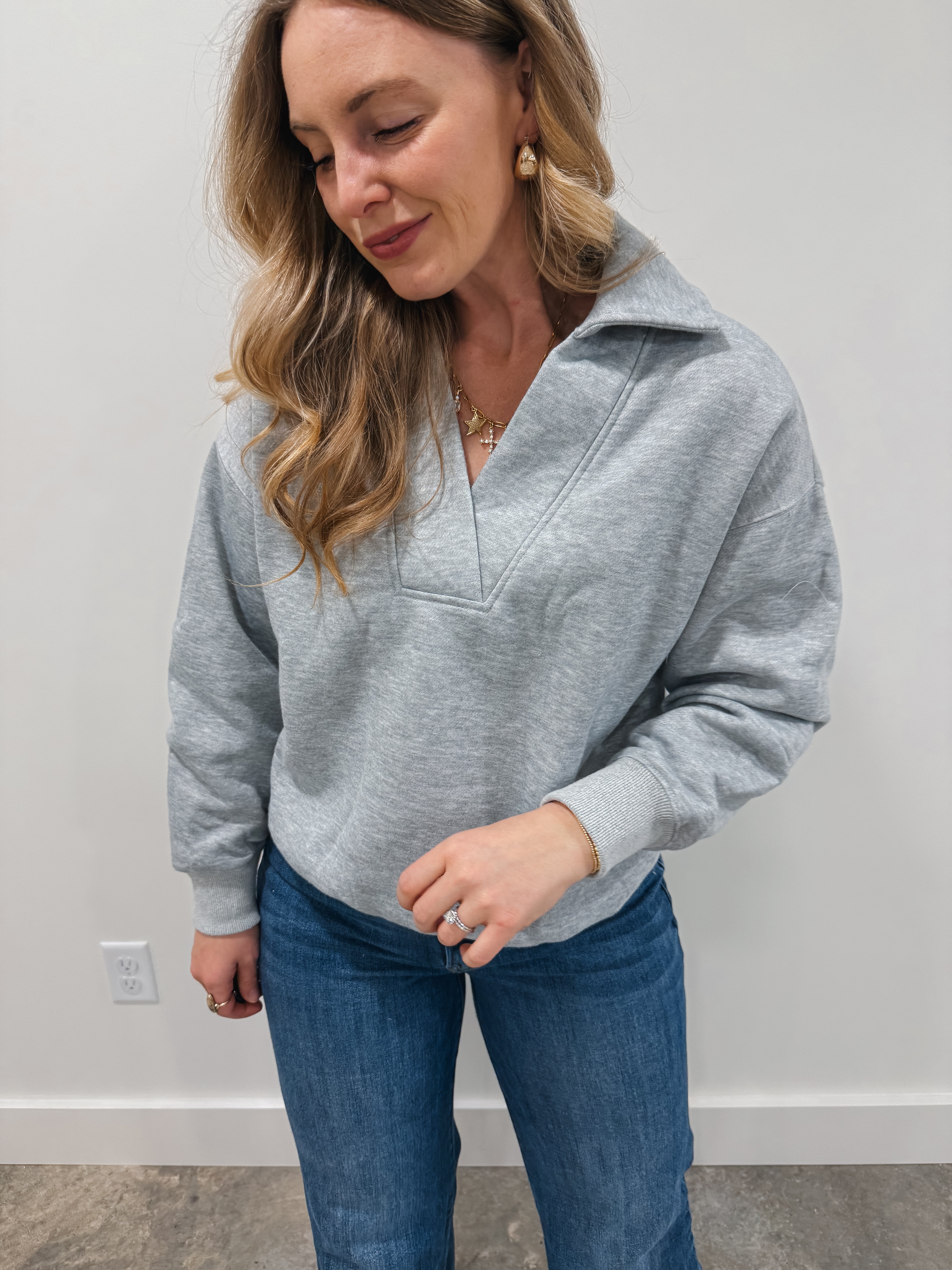 Grey Collared Pullover