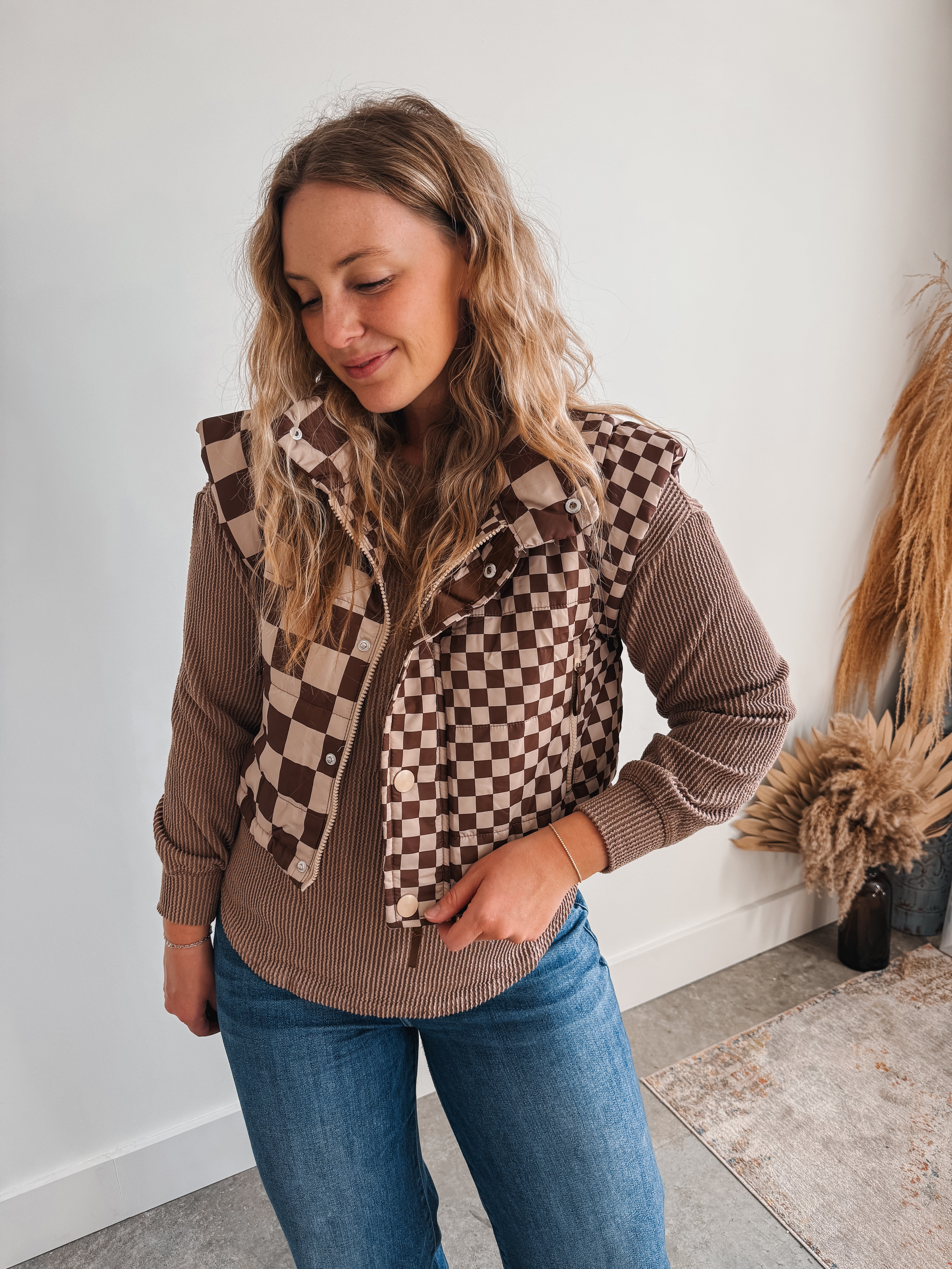 Check Puffer Vest
