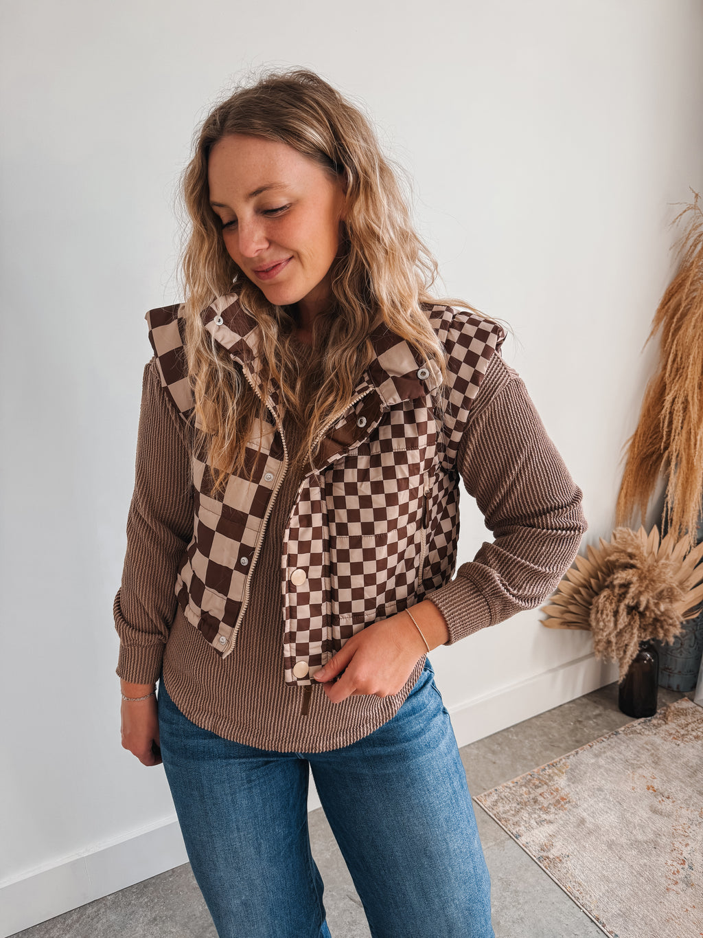 Check Puffer Vest