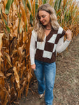 Brown Check Sweater Vest