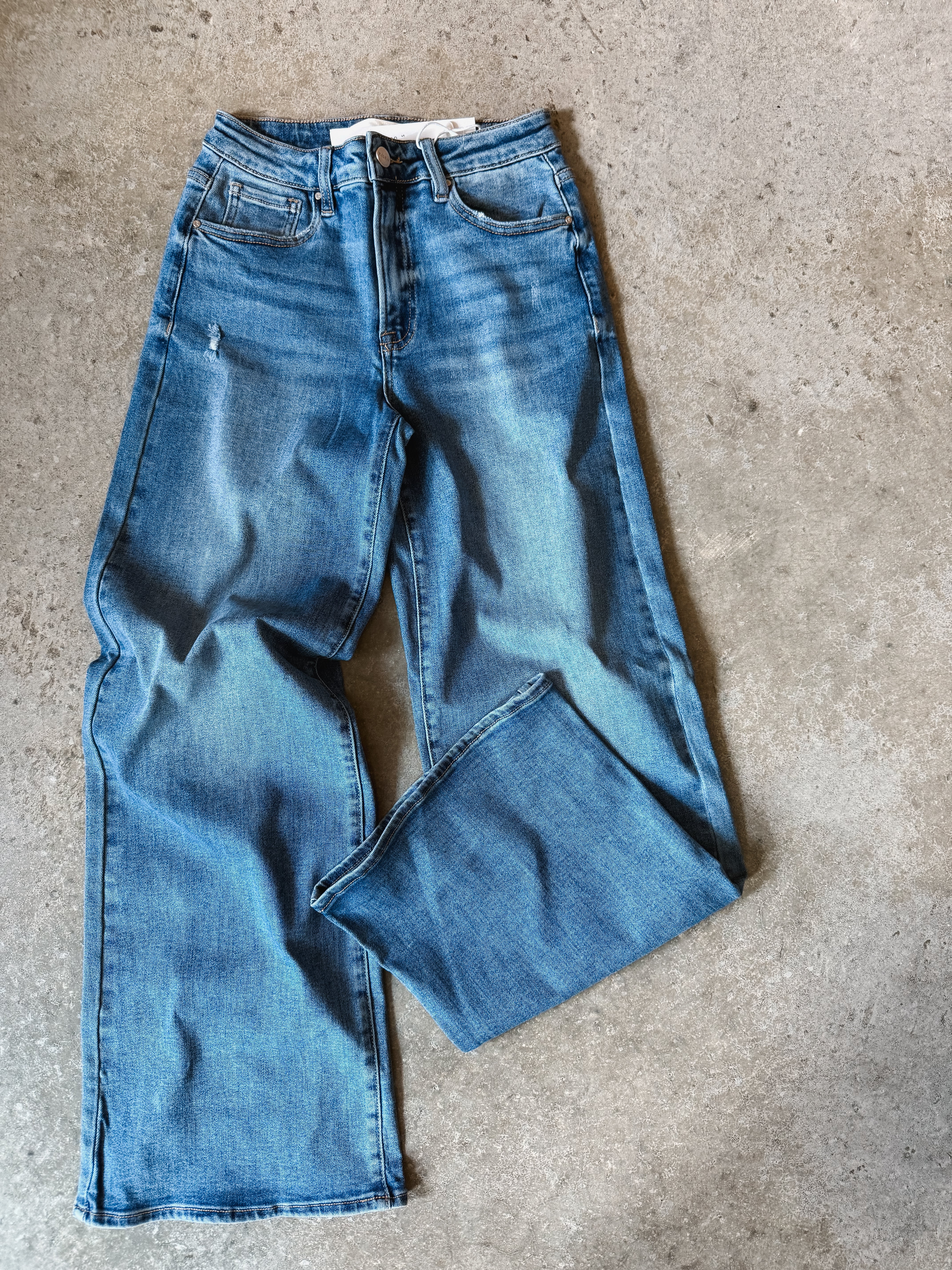 High Rise Wide Leg Medium Wash Denim