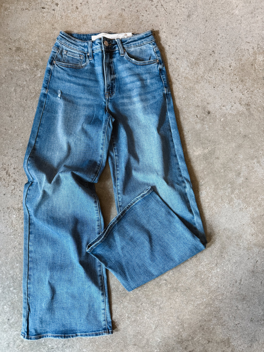 High Rise Wide Leg Medium Wash Denim