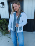 Knit and Denim Cardigan