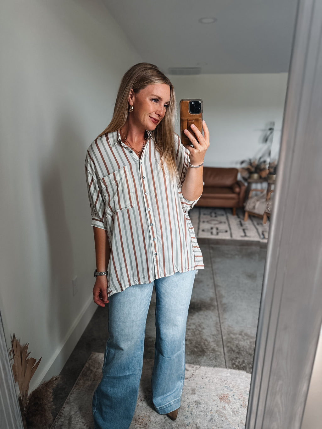 Brown Striped Top