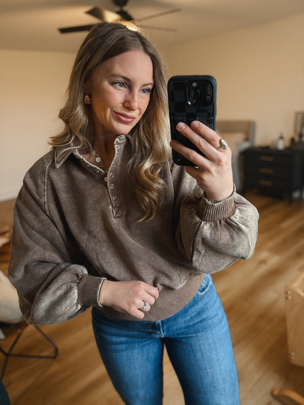 Mocha Collared Pullover