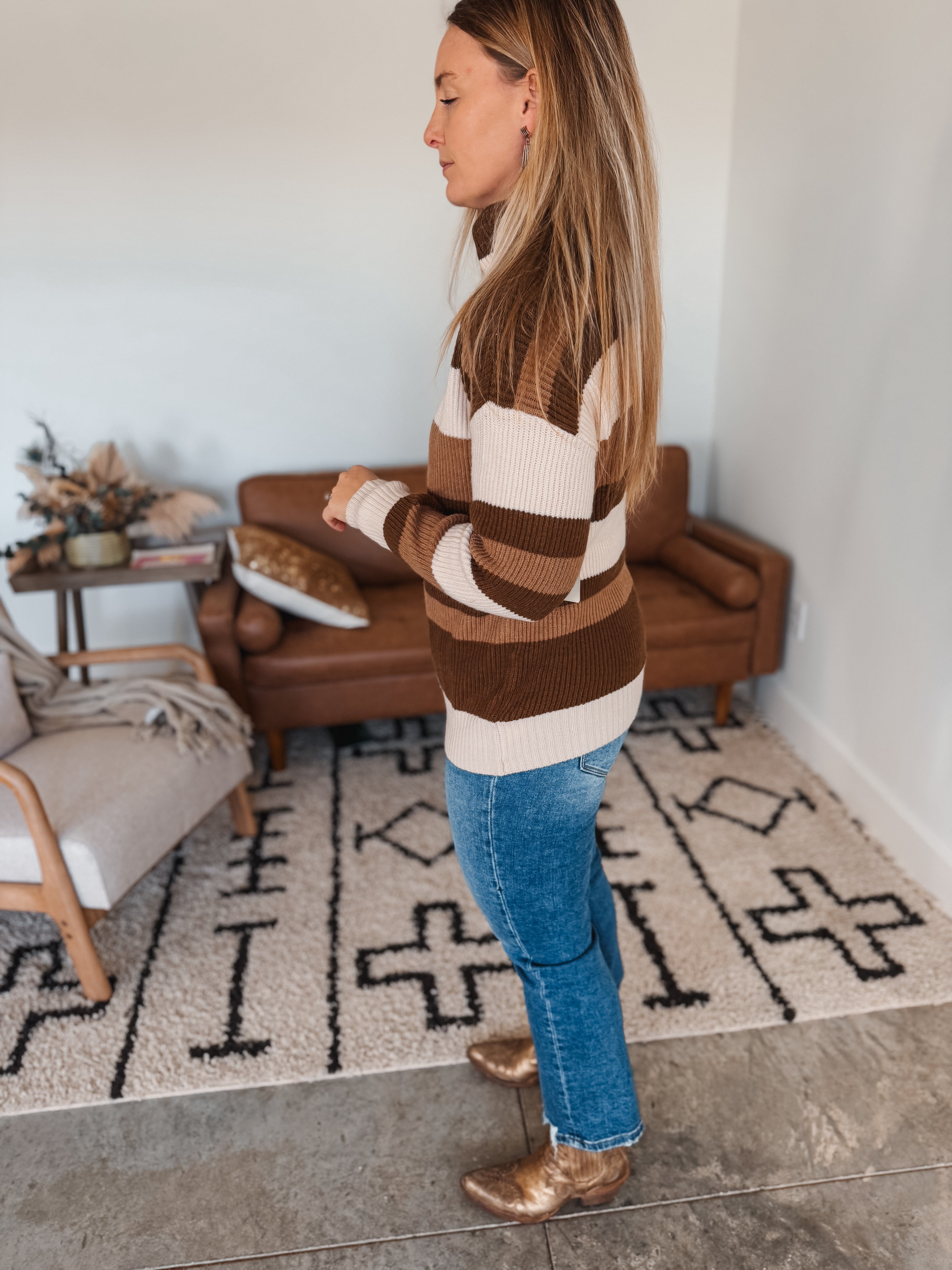 Striped Turtleneck Sweater