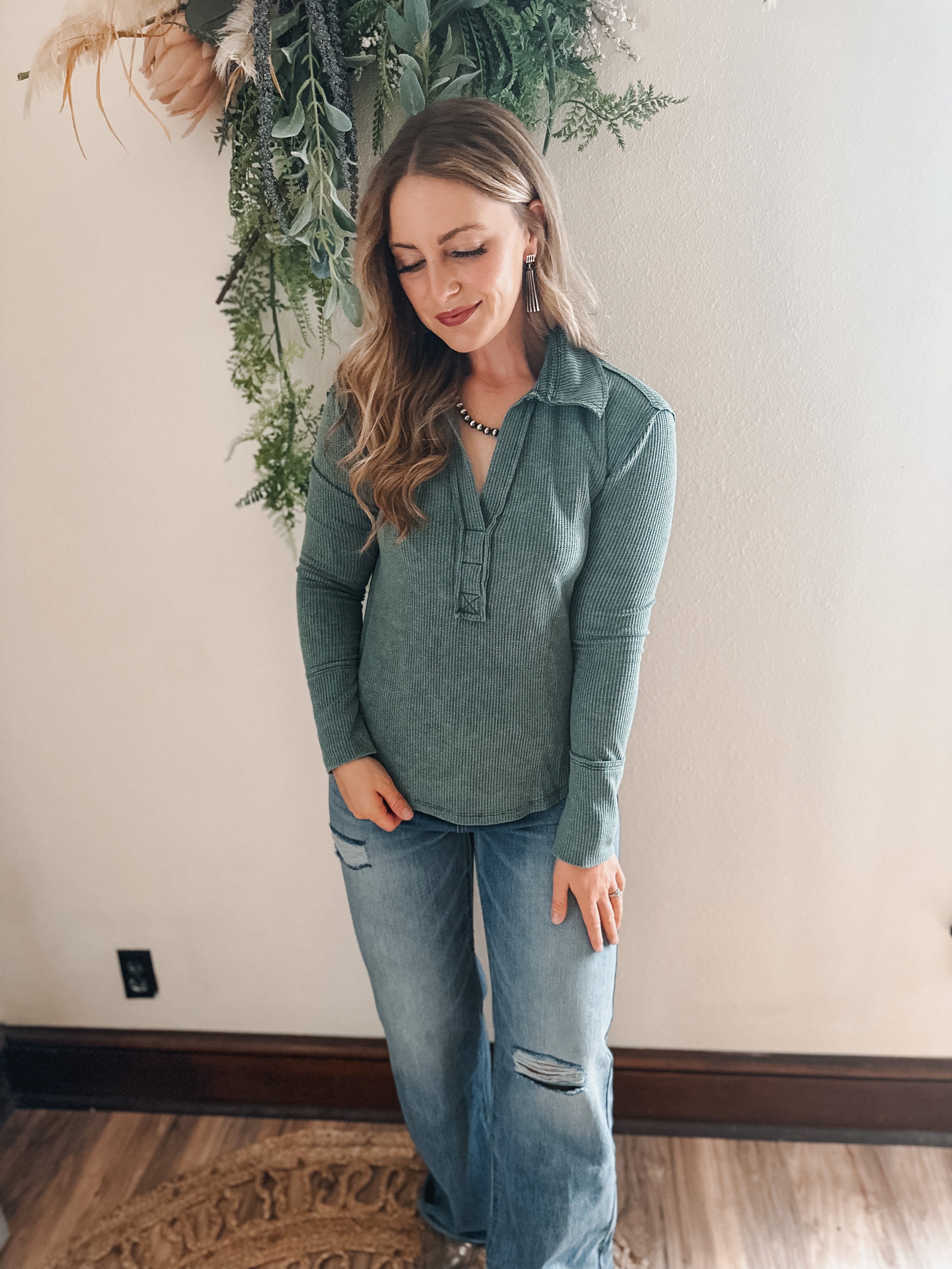 Teal Thermal Pullover