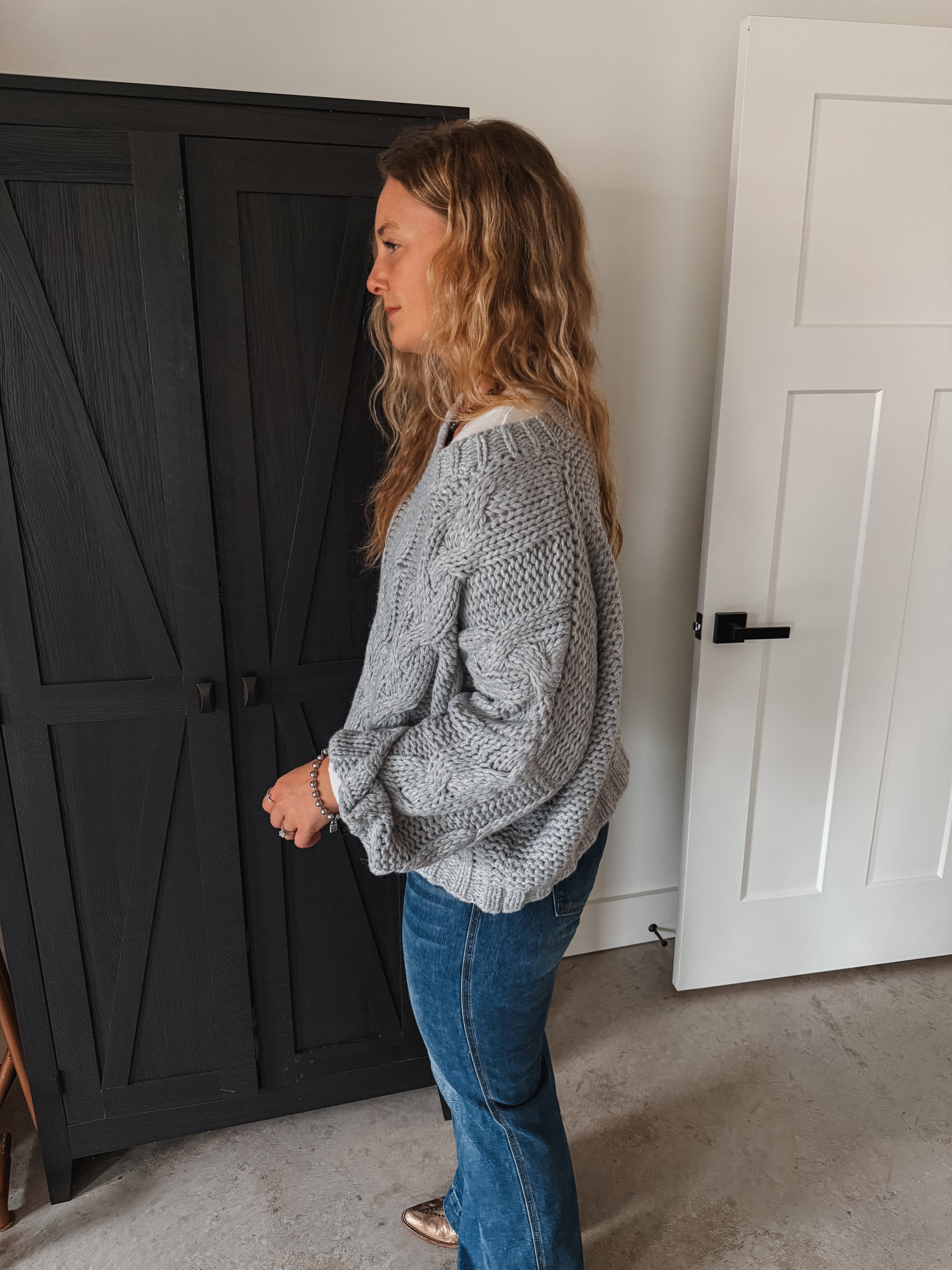 Grey Cable Knit Sweater