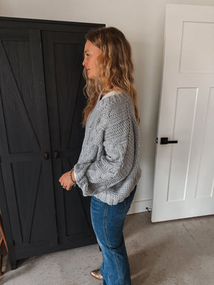 Grey Cable Knit Sweater