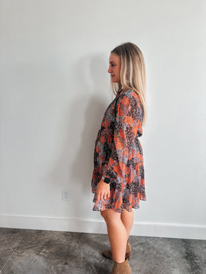 Brown Floral Dress