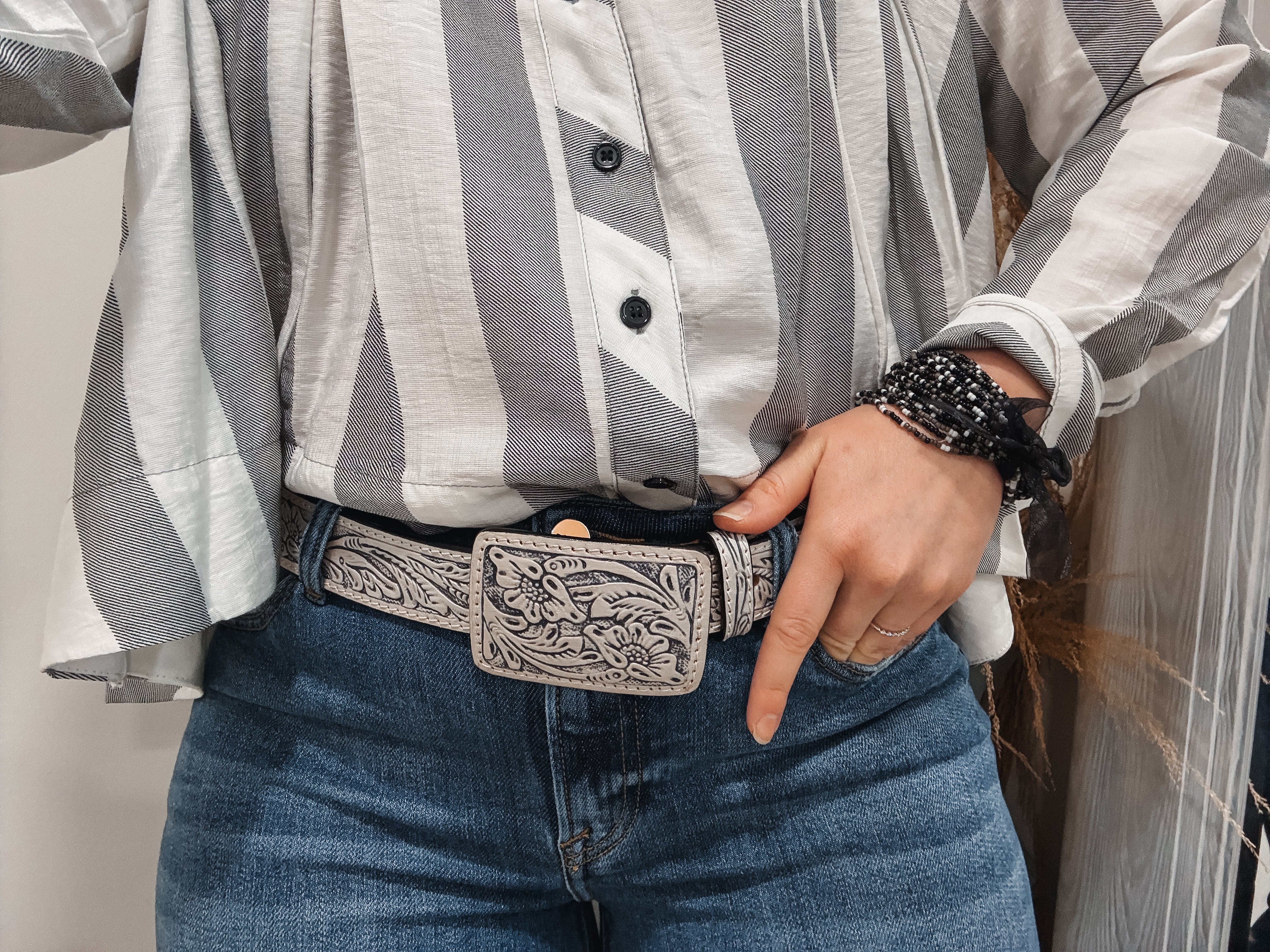 Tooled Leather Belt