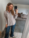 Beige Striped Button Down