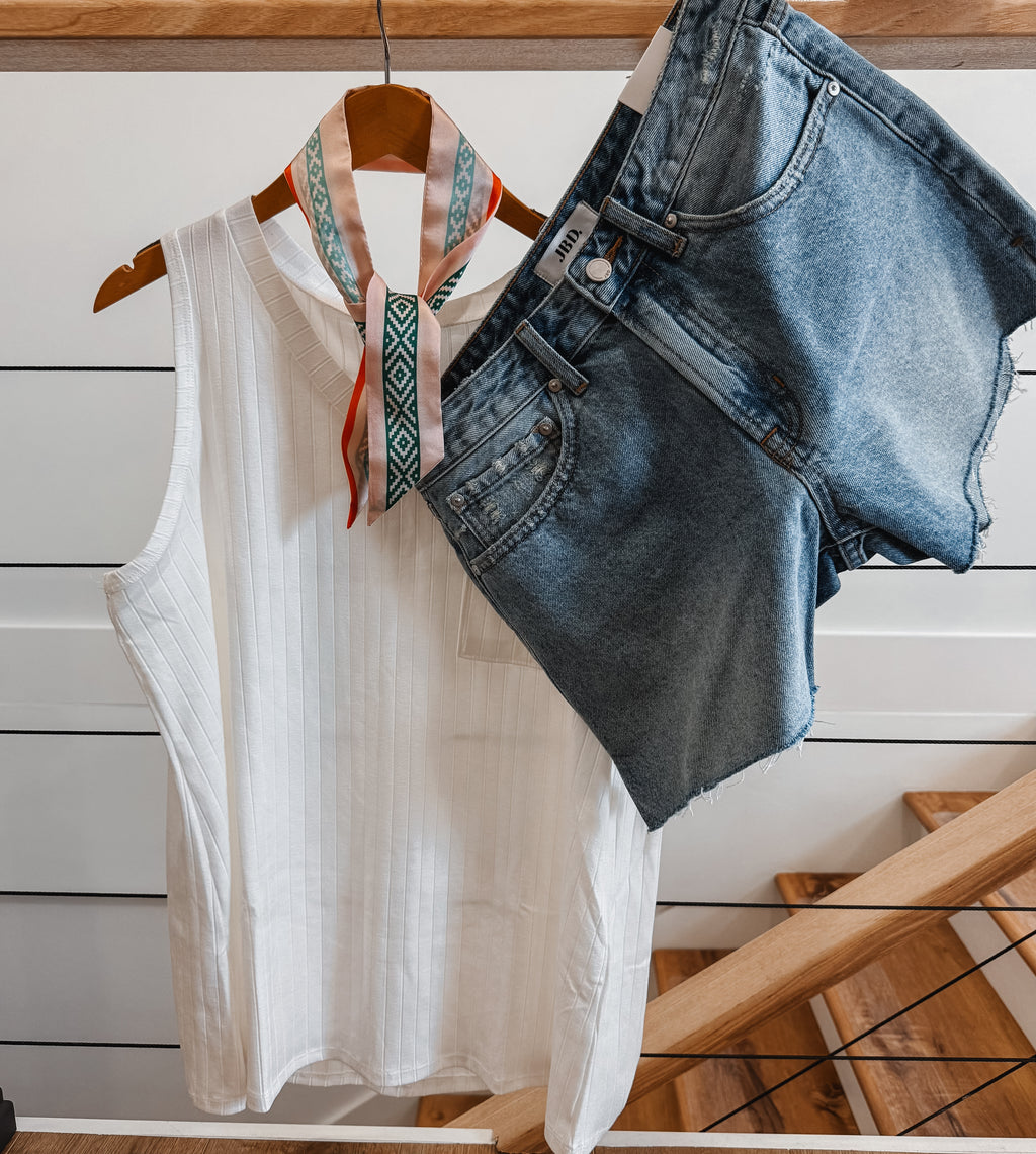 Ribbed Tank: Ivory