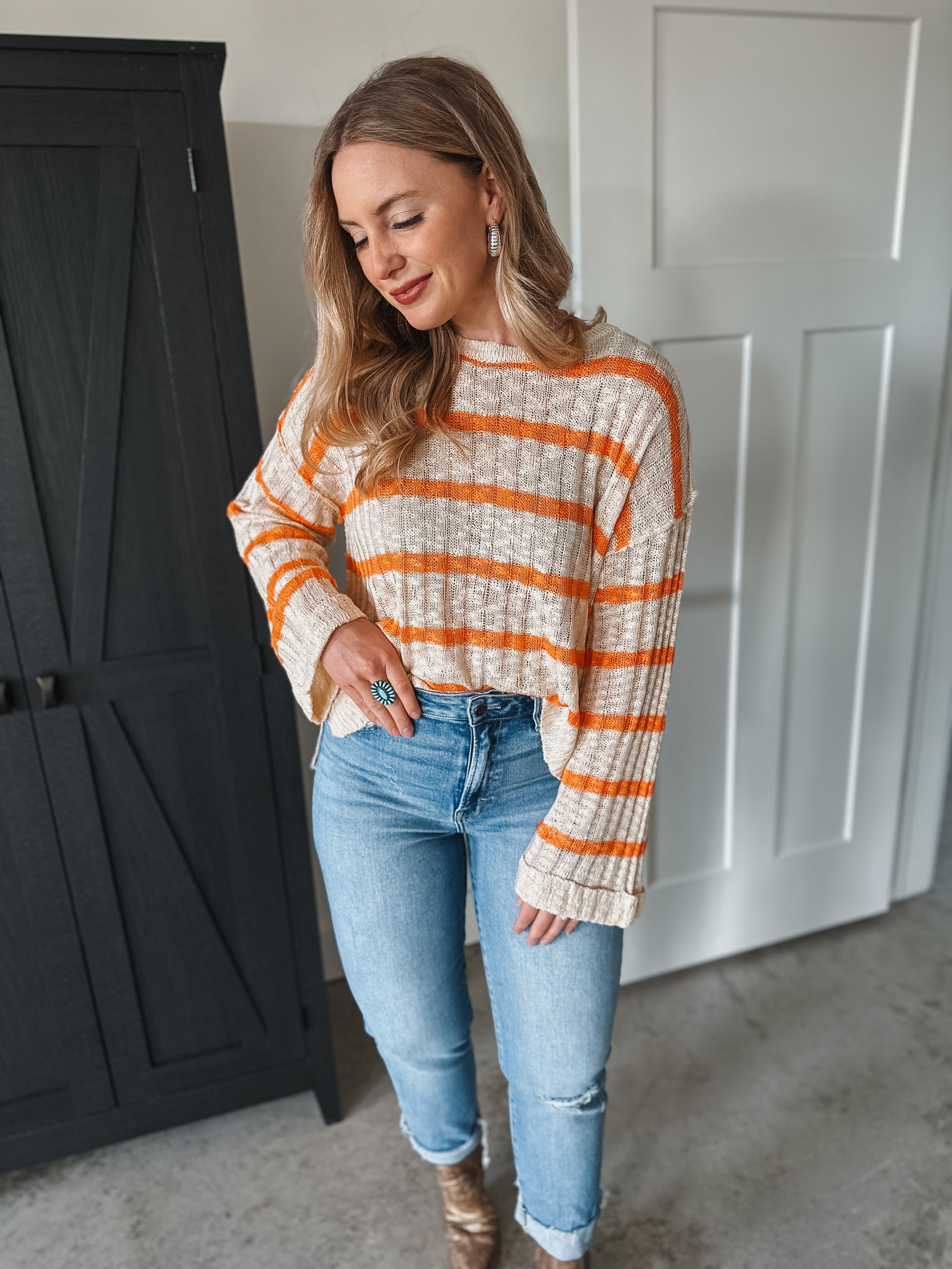 Orange Striped Sweater