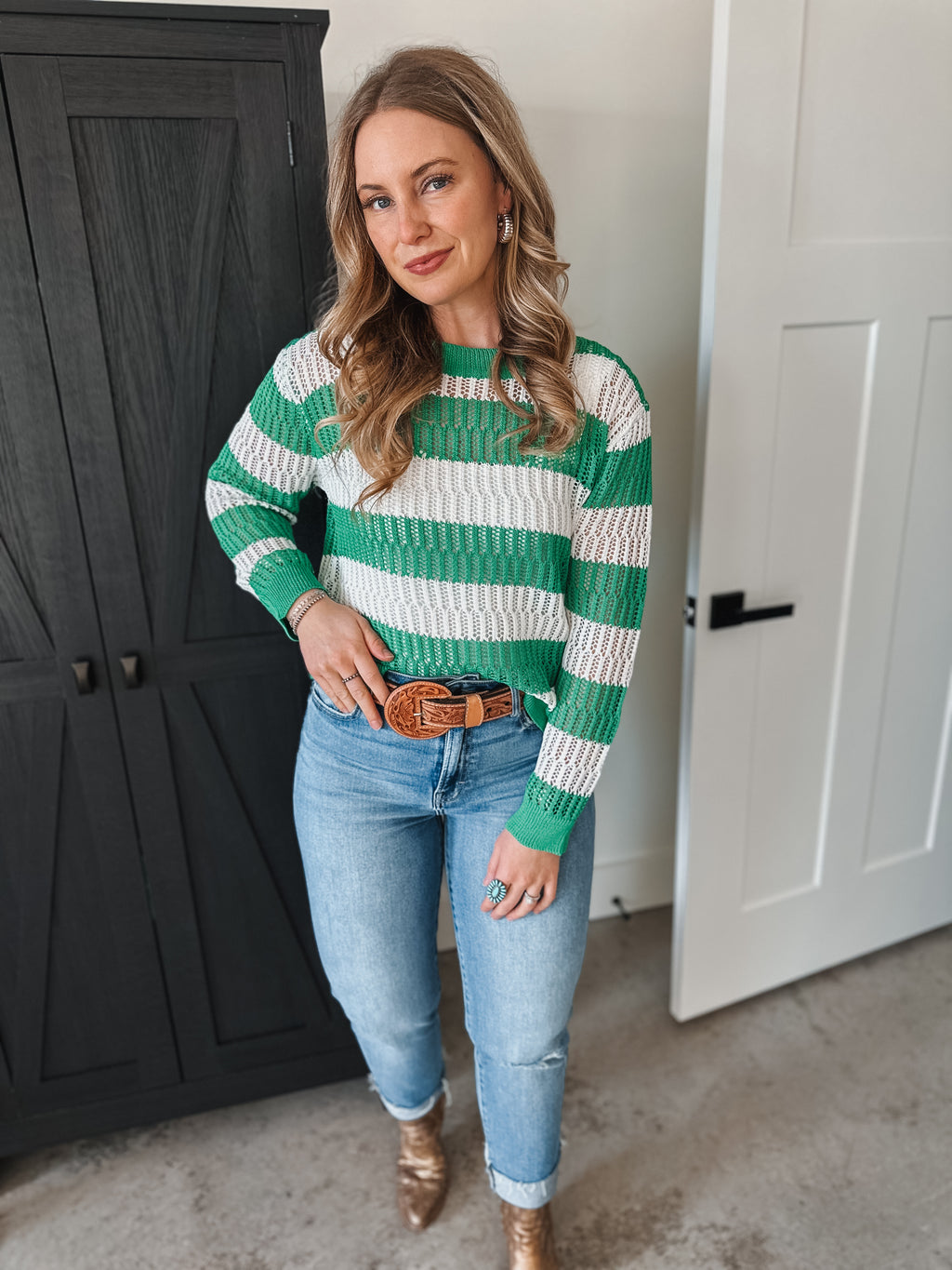 Green Striped Sweater