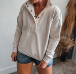 Snap Button Pullover: Cream