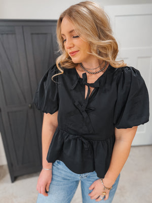 Black Bow Blouse