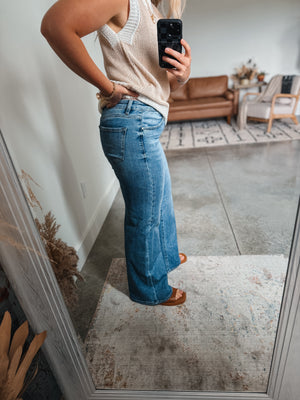 High Rise Wide Leg Medium Wash Denim