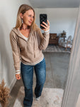 Tan Knit Zip Up Sweater