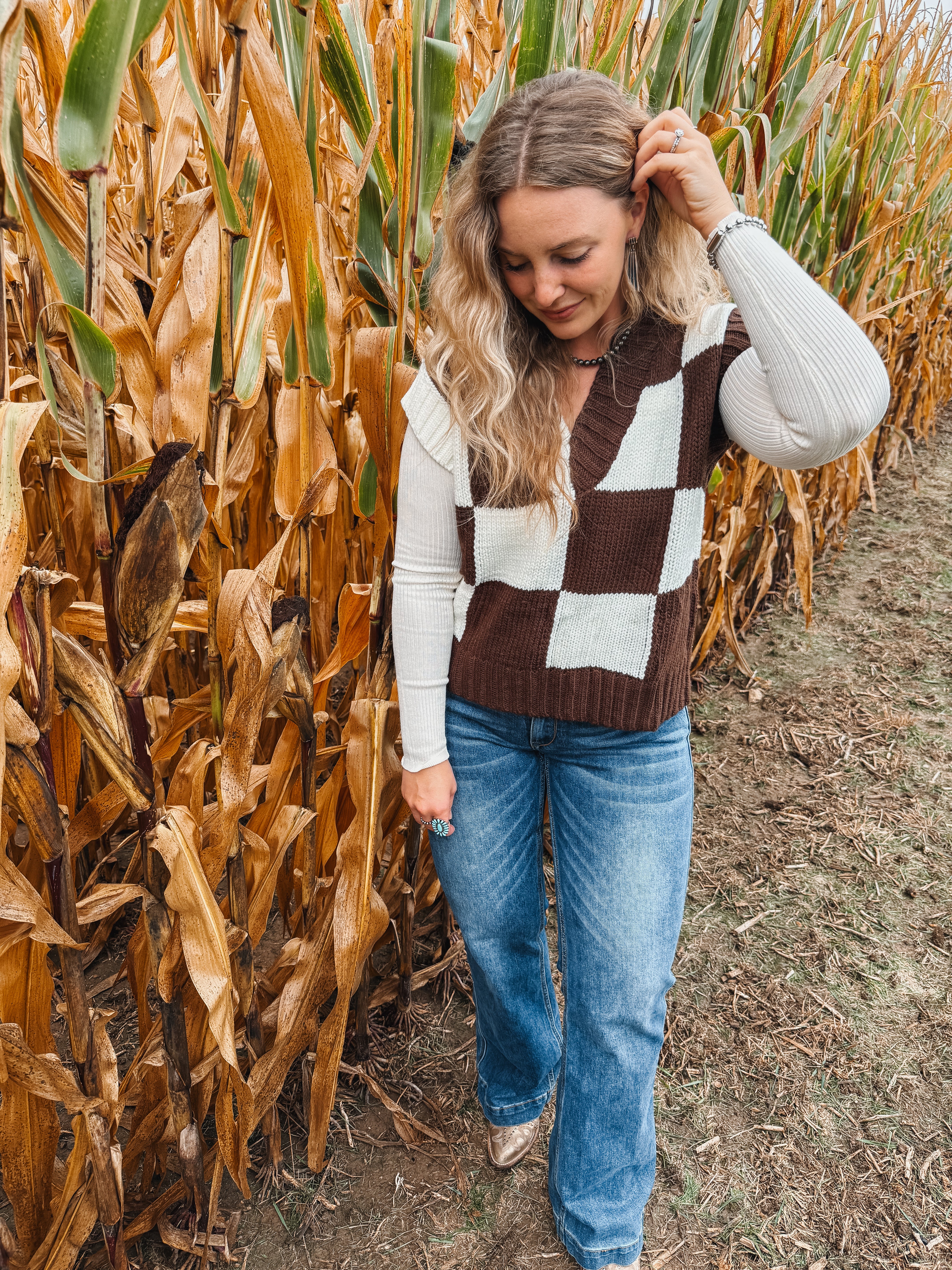 Brown Check Sweater Vest