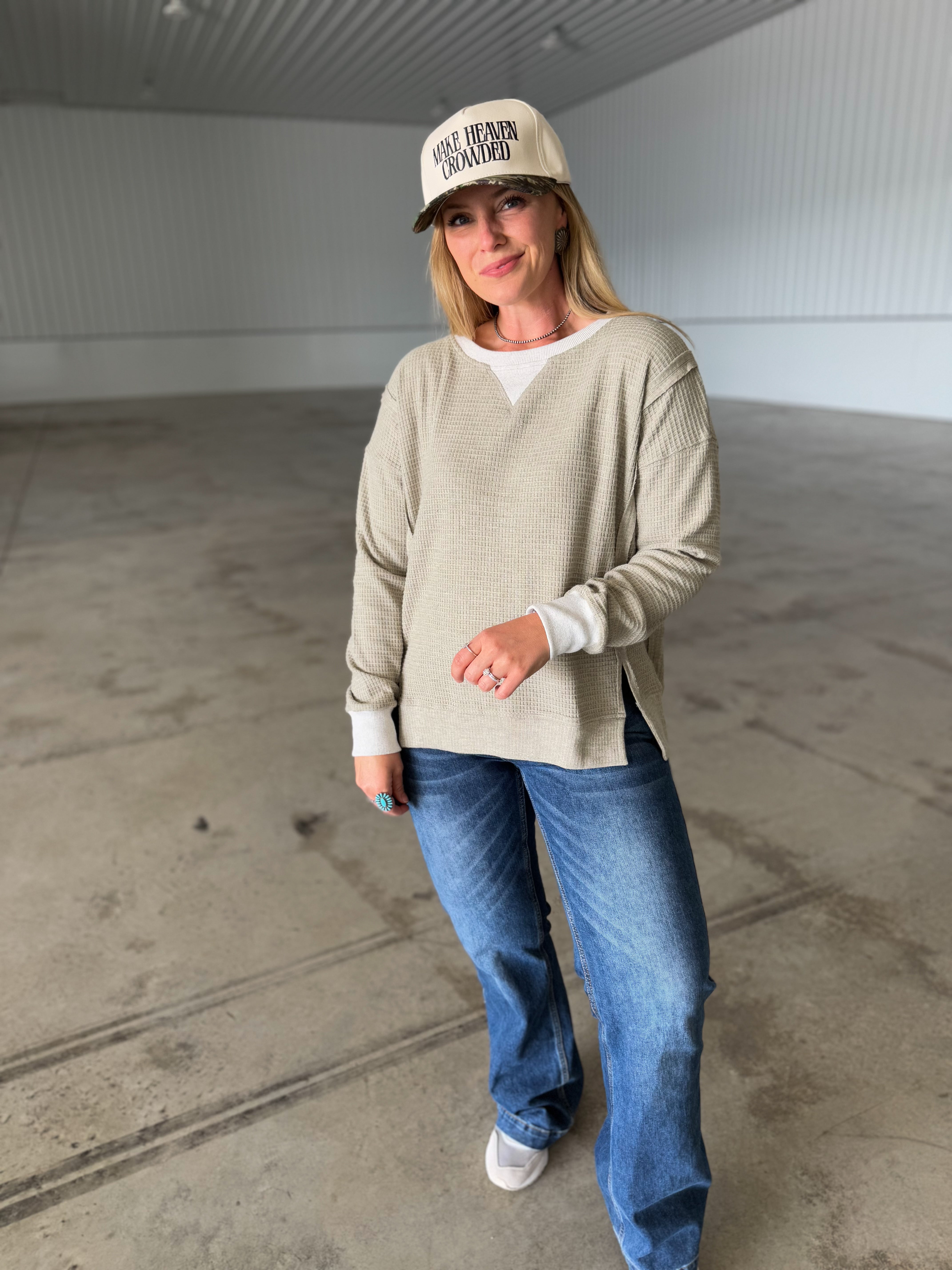 Olive Thermal Pullover