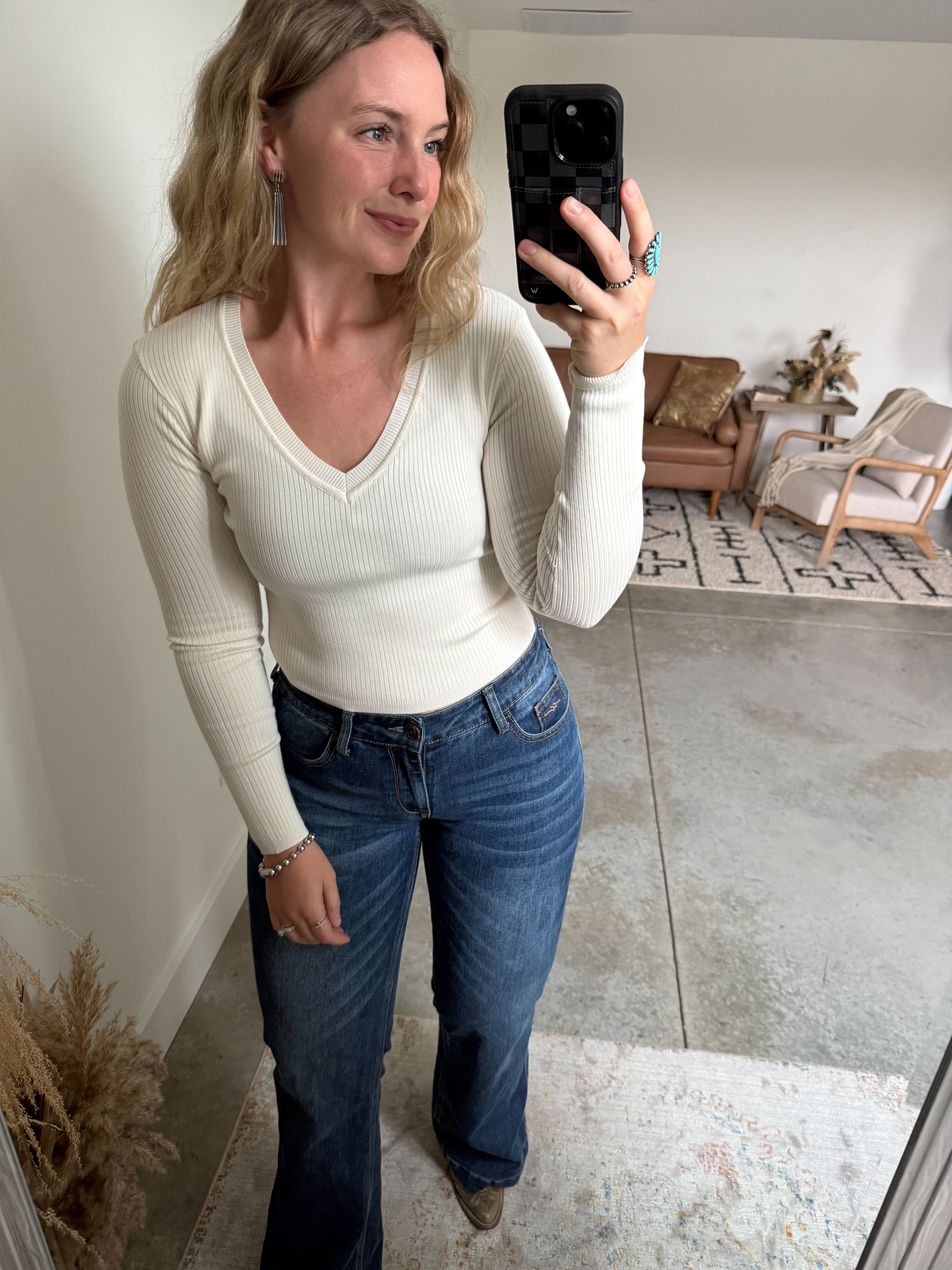 Cream V-Neck Sweater
