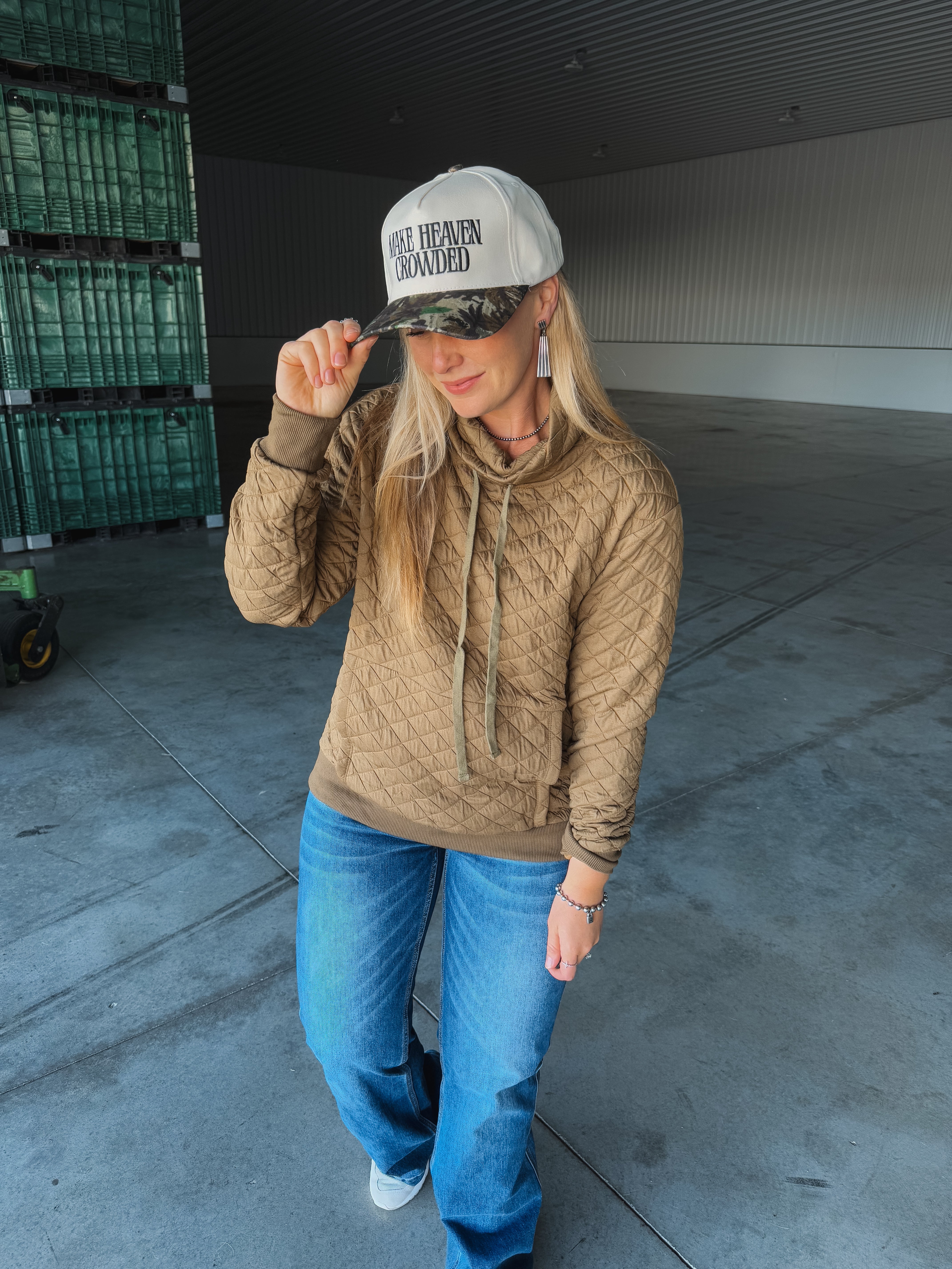 Olive Quilted Pullover