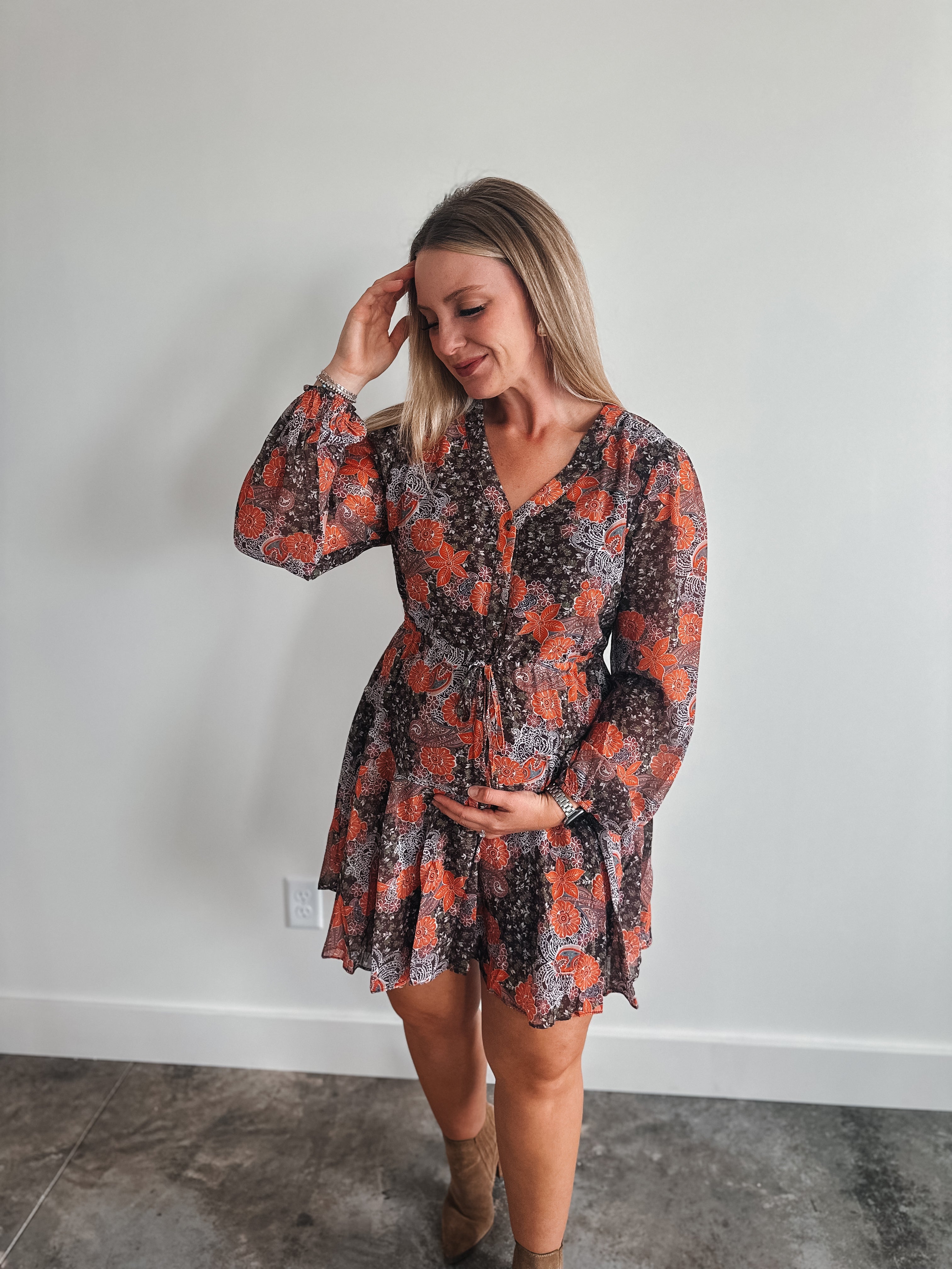 Brown Floral Dress