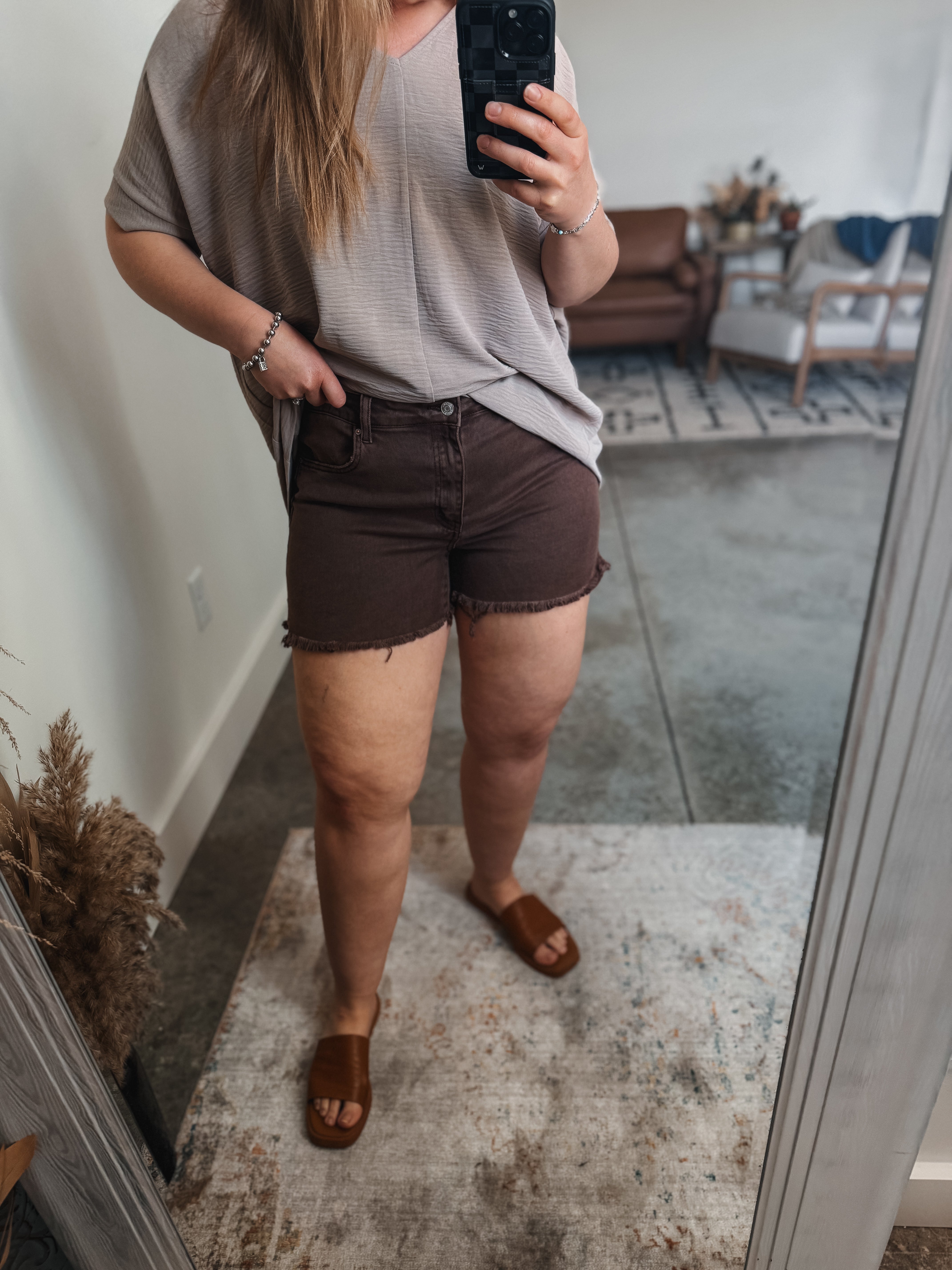 Brown Acid Wash Shorts