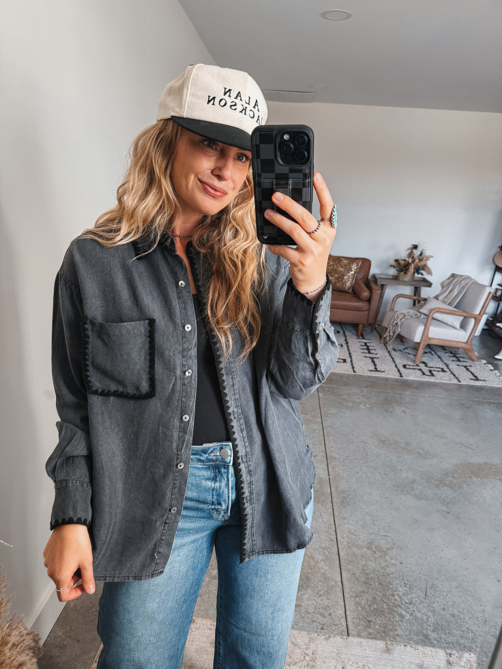 Denim Stitch Button Down