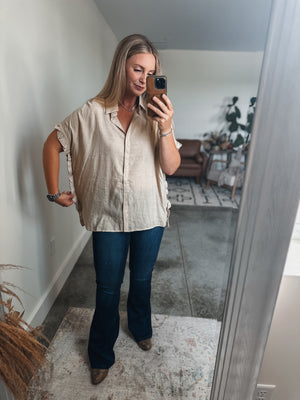 Cream Ruffle Trim Top