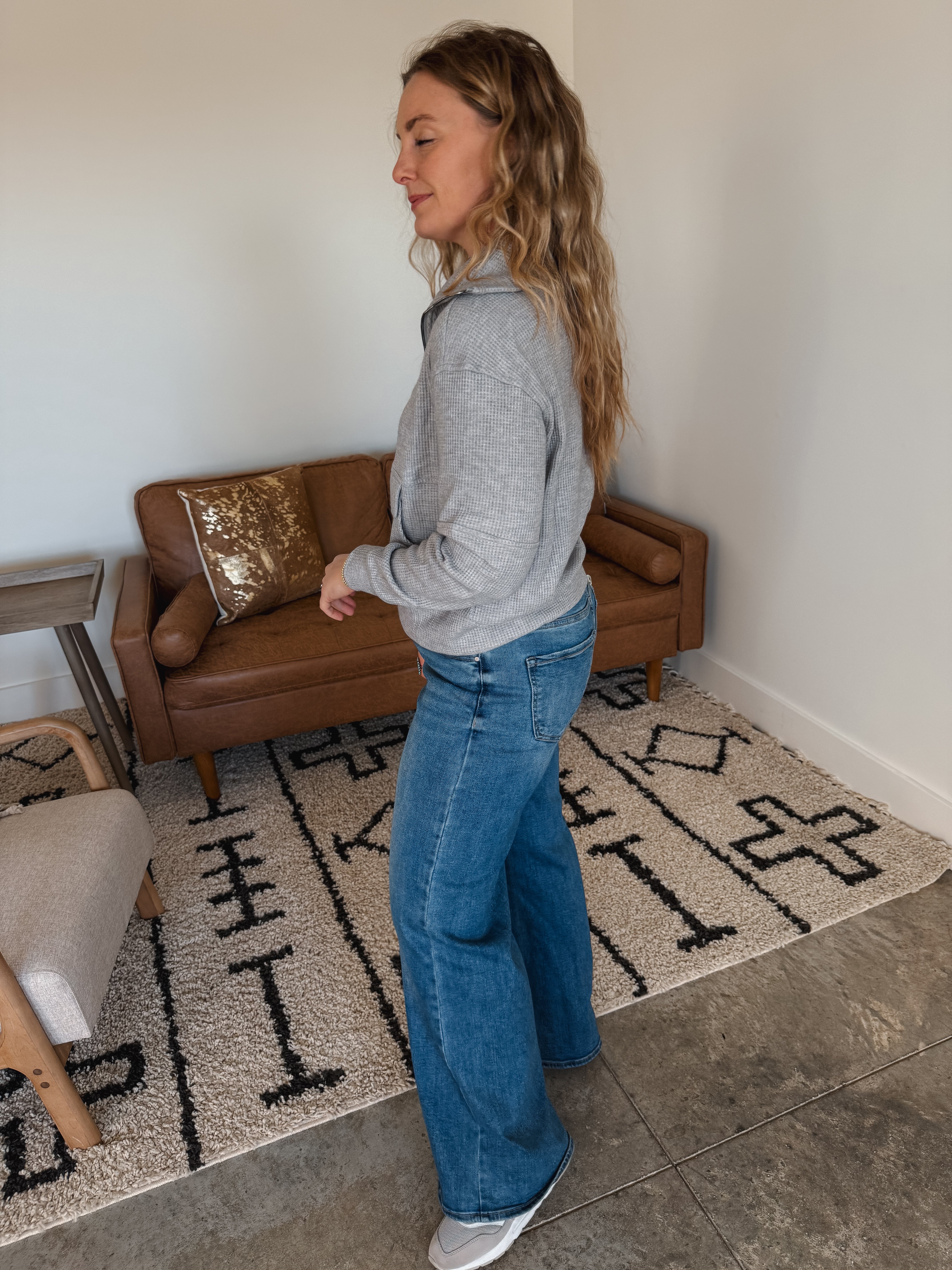 Grey Waffle Half Zip