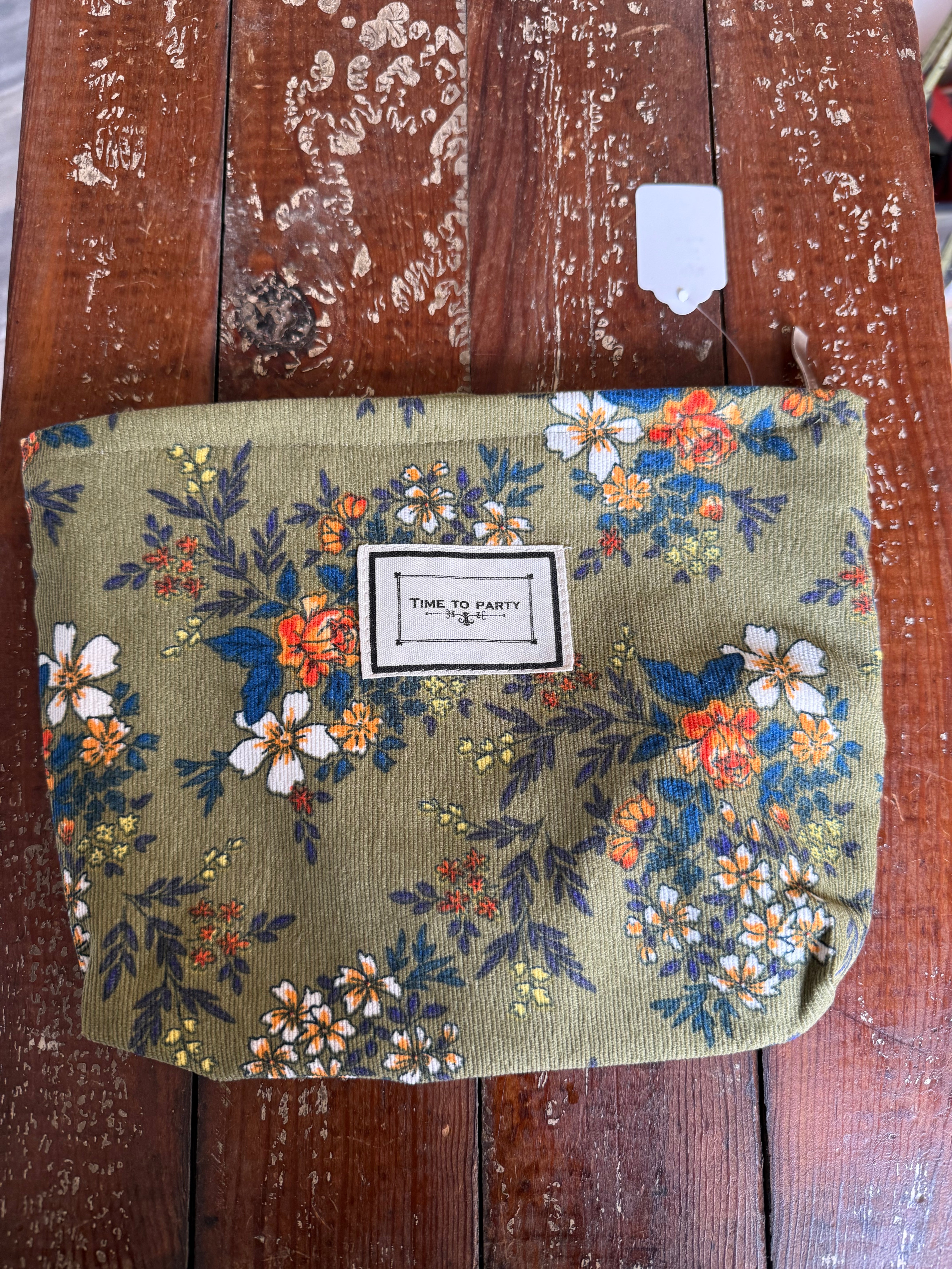 Olive Floral Pouch