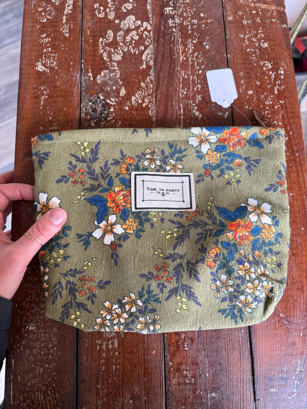 Olive Floral Pouch