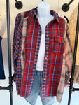 Red Plaid Combo Button Down