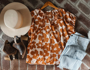 Rust Floral Top
