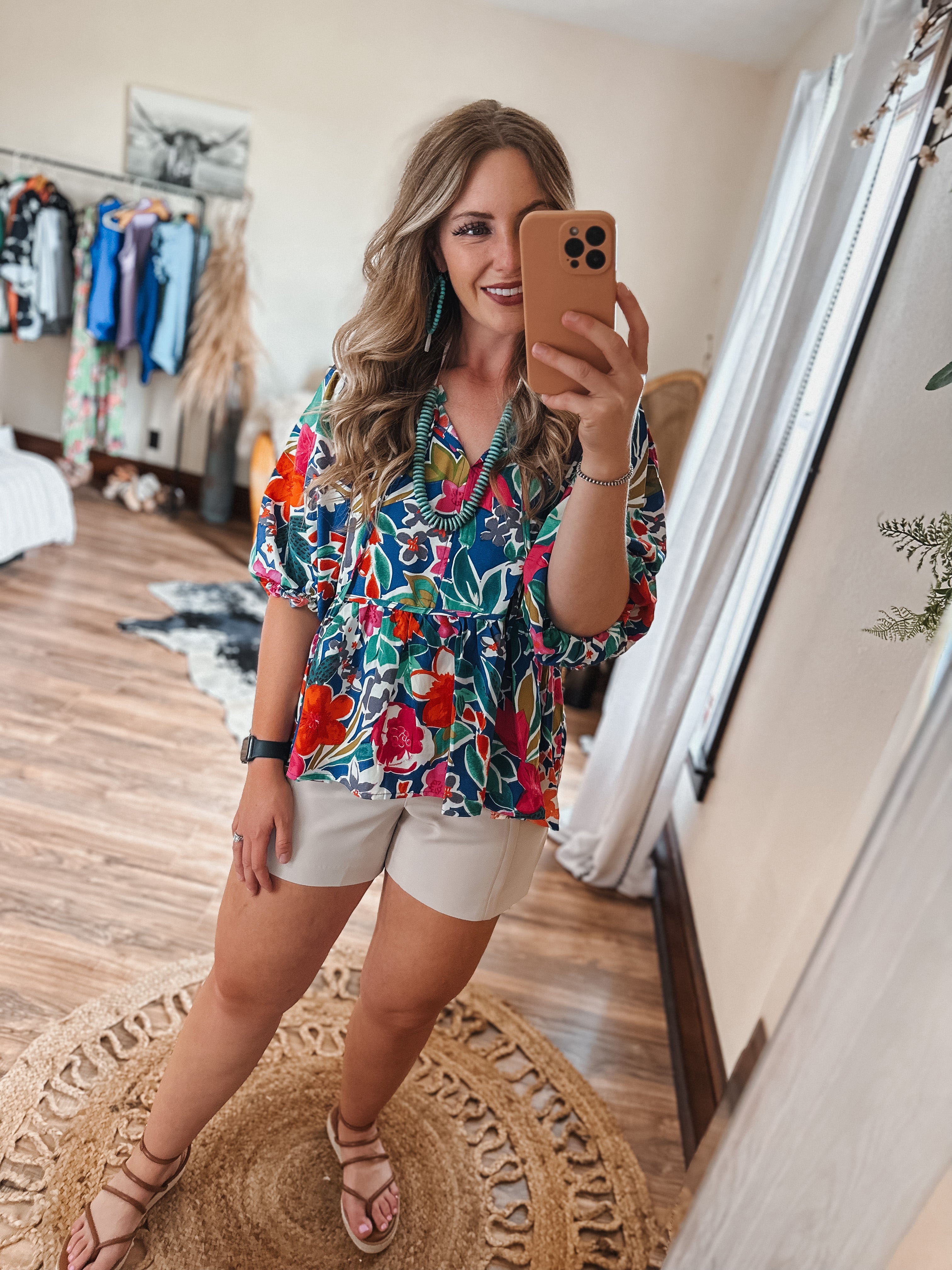 Navy Floral Blouse