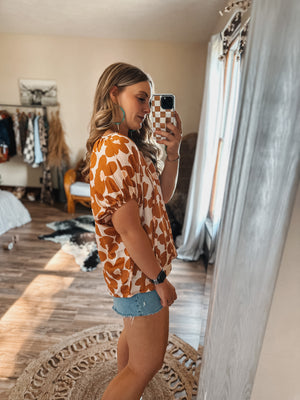 Rust Floral Top