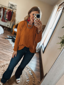 Rust Waffle Knit Top